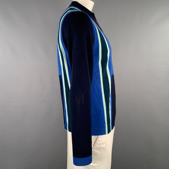 PS by PAUL SMITH Size L Blue Navy Color Block Merino Wool Half Zip Pullover - Picture 2 of 7
